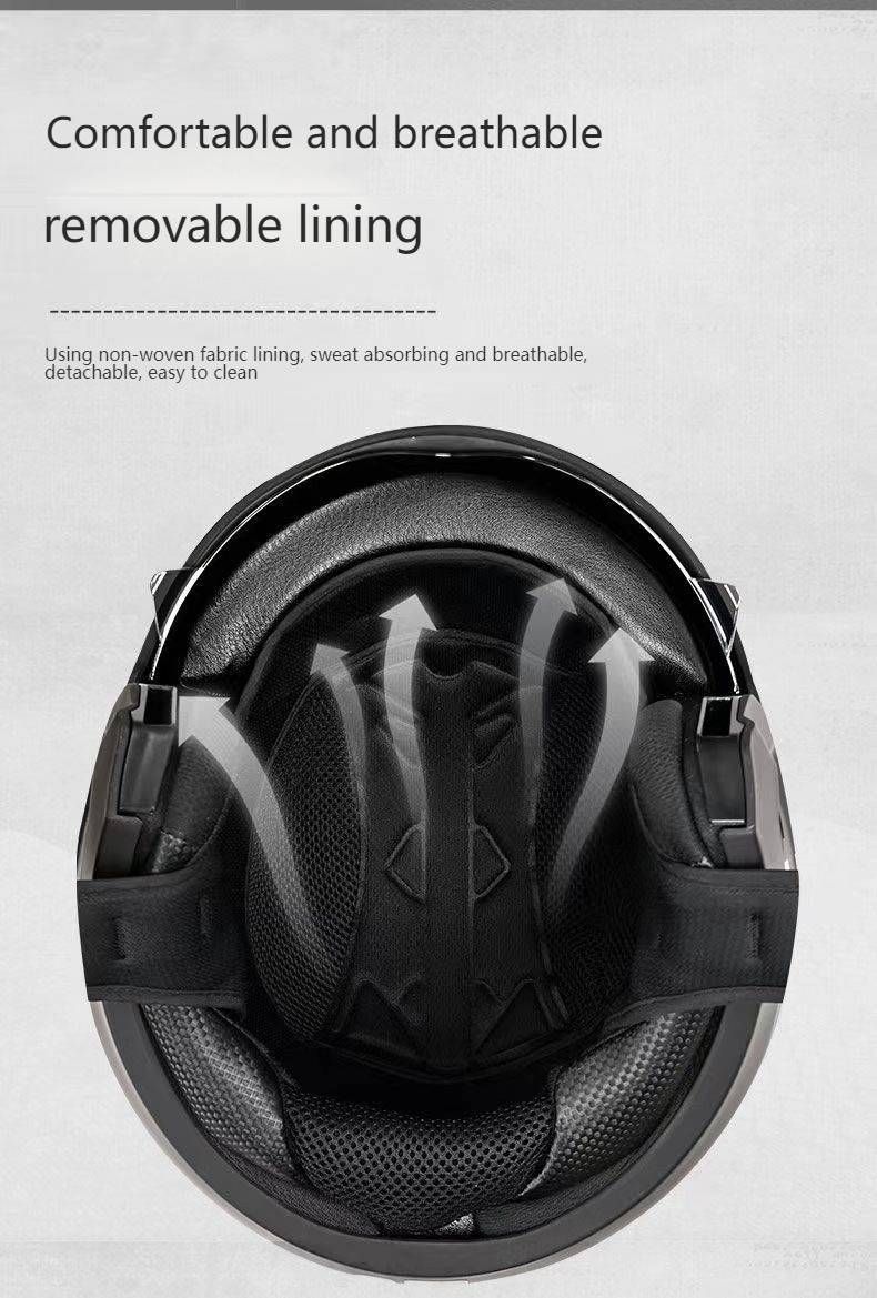 Casco da moto retrò certificato DOT e 3C con Bluetooth - Design Samurai Black Scorpion - Stile Harley vintage per uomo_voghion.com