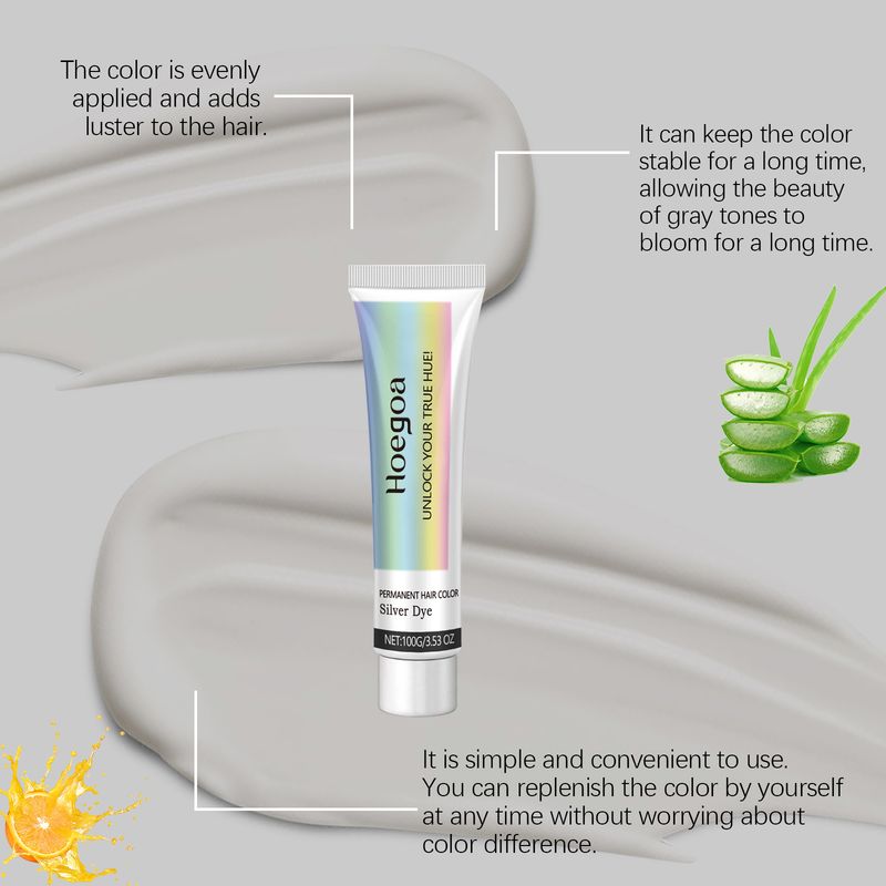 Hoegoa Graues Haarfärbecreme – Langanhaltend, feuchtigkeitsspendend, pflanzlich nährend, trendige Haarfarbe, leicht färbbar_voghion.com