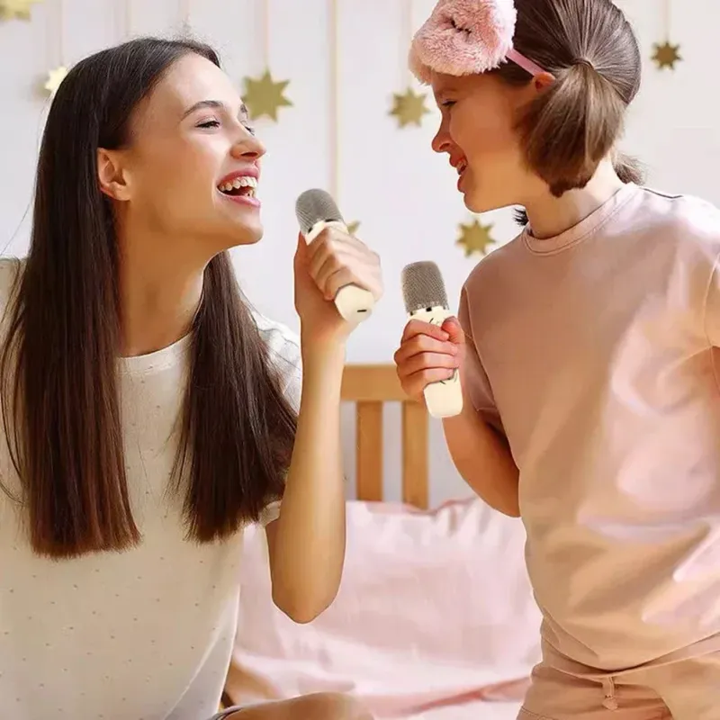 K12 Karaoke-Maschine Tragbares Bluetooth 5.3 PA-Lautsprechersystem mit 1-2 drahtlosen Mikrofonen für den Heim- und Familiengesang Kindergeschenke_voghion.com