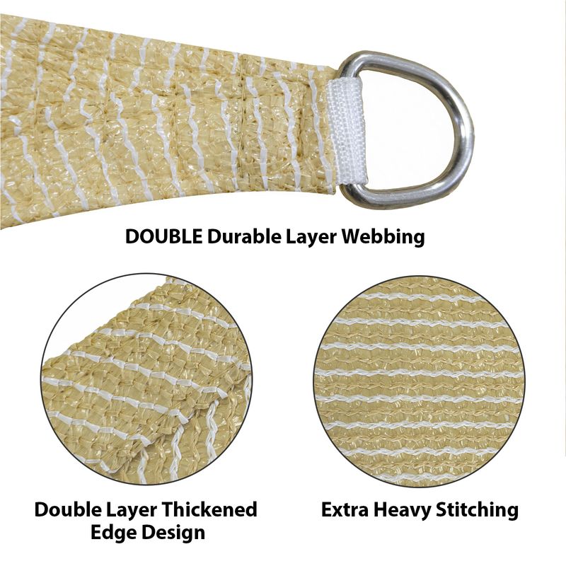 Artpuch Custom Size Beige Sun Shade Sail Triangle Canopy 185 GSM Durable Fabric UV Block Awning for Outdoor Patio Garden Backyard (Customized Availabl_voghion.com