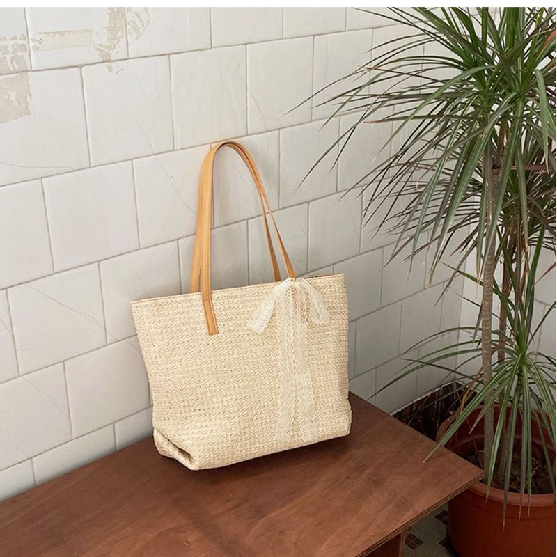 Grastasche für den Unterricht, große Kapazität, Freizeitspitze, gewebte Umhängetasche für die Sommerarbeit 2024, Einkaufstasche_voghion.com