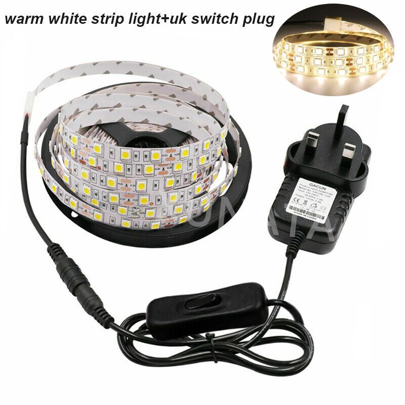 12V 5050 LED-Streifenlicht Flexibles Bandseil Unterschrankbeleuchtung Netzstecker In_voghion.com