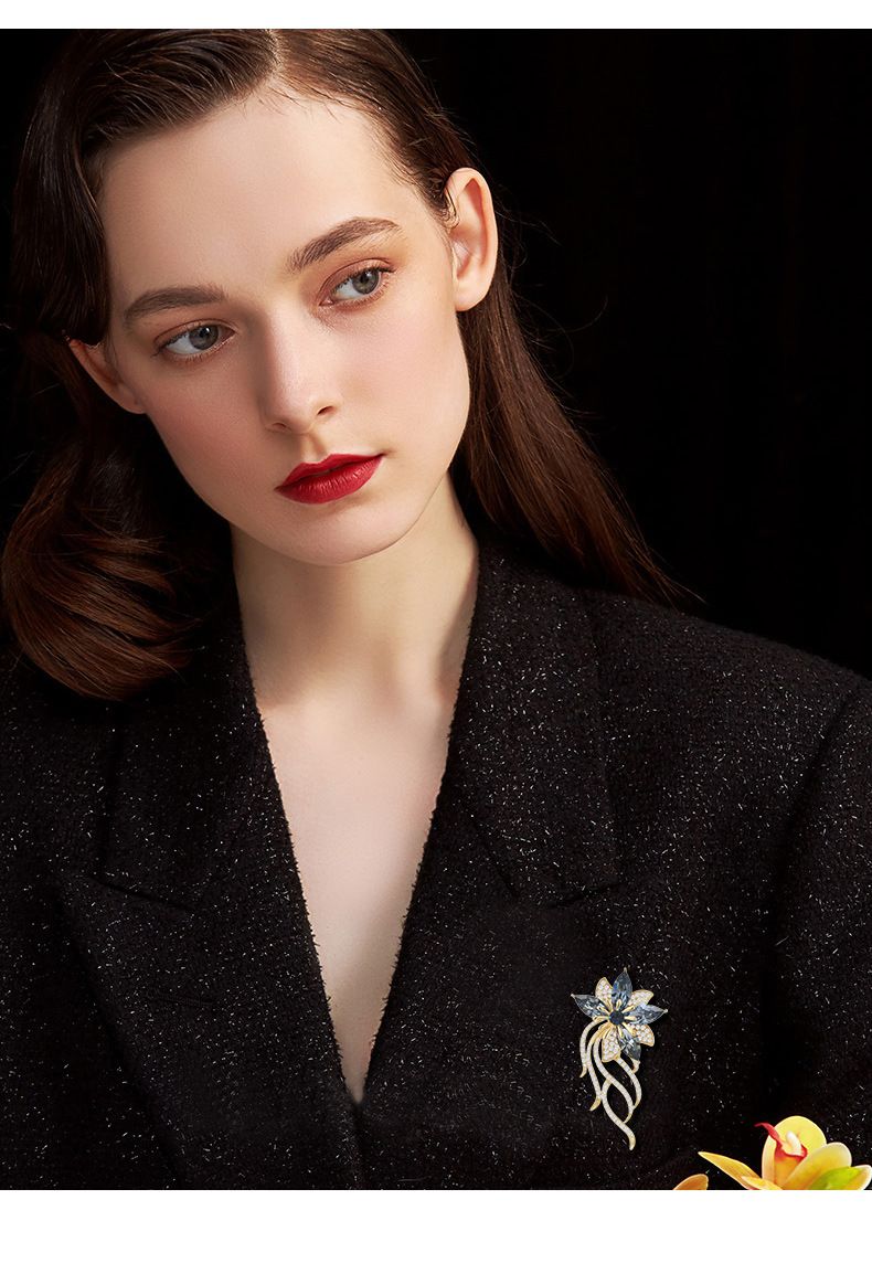 Ny eksklusiv blomsterbroche med paladsdiamantindlagte blomster til kvinder, personlig og elegant nålesmykke_voghion.com
