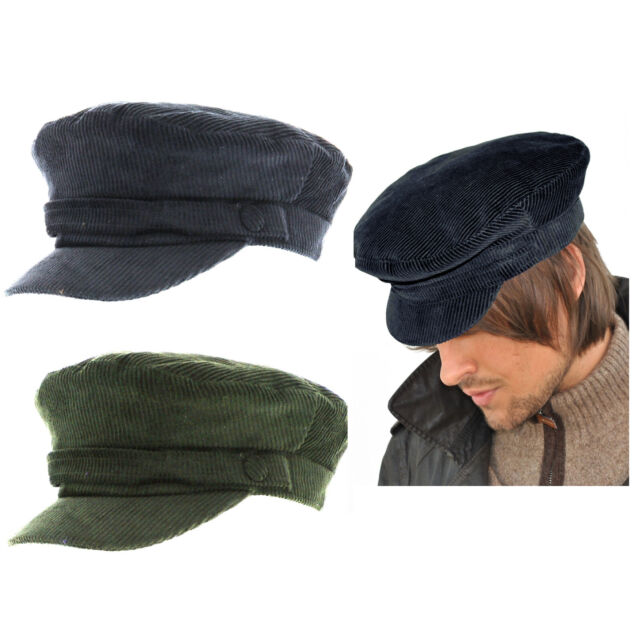 Lennon Cord Mariner Breton Cap Navy Olive Sized Barge Fisherman Greek Sailor_voghion.com