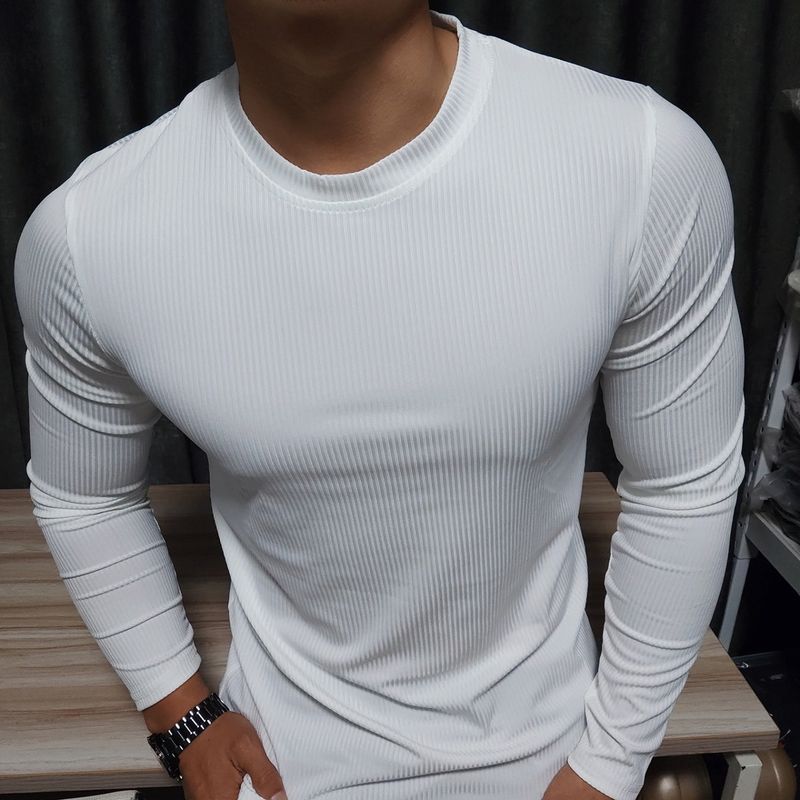 Stretch-Langarm-T-Shirt für Herren, schnelltrocknend – Slim Fit-Trainingsshirt fürs Fitnessstudio, atmungsaktive und feuchtigkeitsableitende Basisschicht für Freizeit und Training_voghion.com