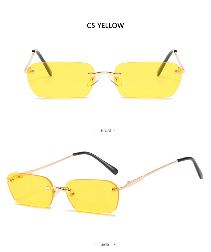 Nouveautés Lunettes de soleil sans monture à la mode pour hommes et femmes Lunettes de soleil classiques légères pour hommes Lunettes rectangulaires sans cadre UV400_voghion.com