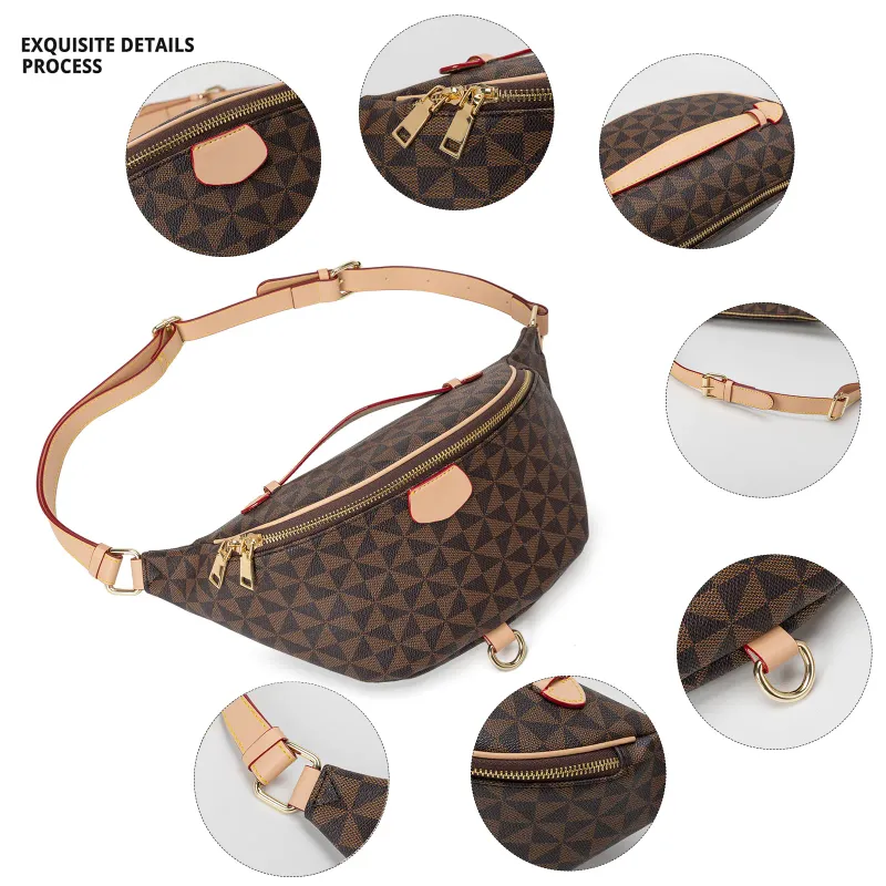 Designer-Bauchtasche mit Monogramm-Muster, geometrischem Muster, verstellbarem Riemen und Tragegriff – versandkostenfrei_voghion.com