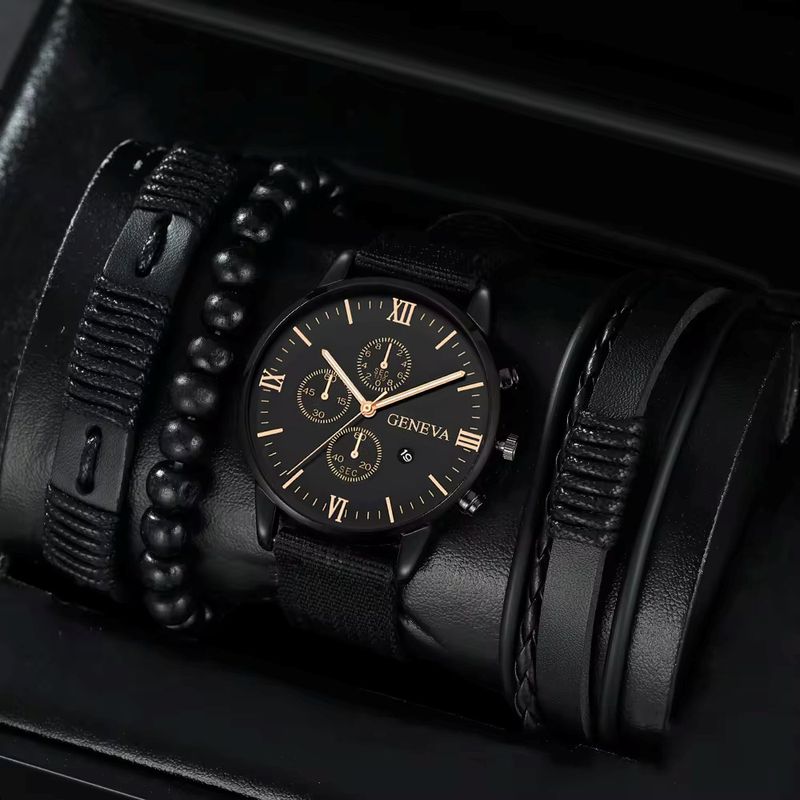Canvas Bracelet Set Simple High-end Quartz Watch New Calendar Wristwatch Men's Gift_voghion.com