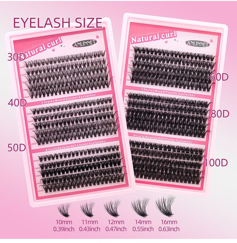 DIY Cluster Lashes - C/D Curl Mixed Set (3D Fluffy & Voluminous, Heat-Bonded Base, Segment Style, High-Density For Dramatic Look)_voghion.com