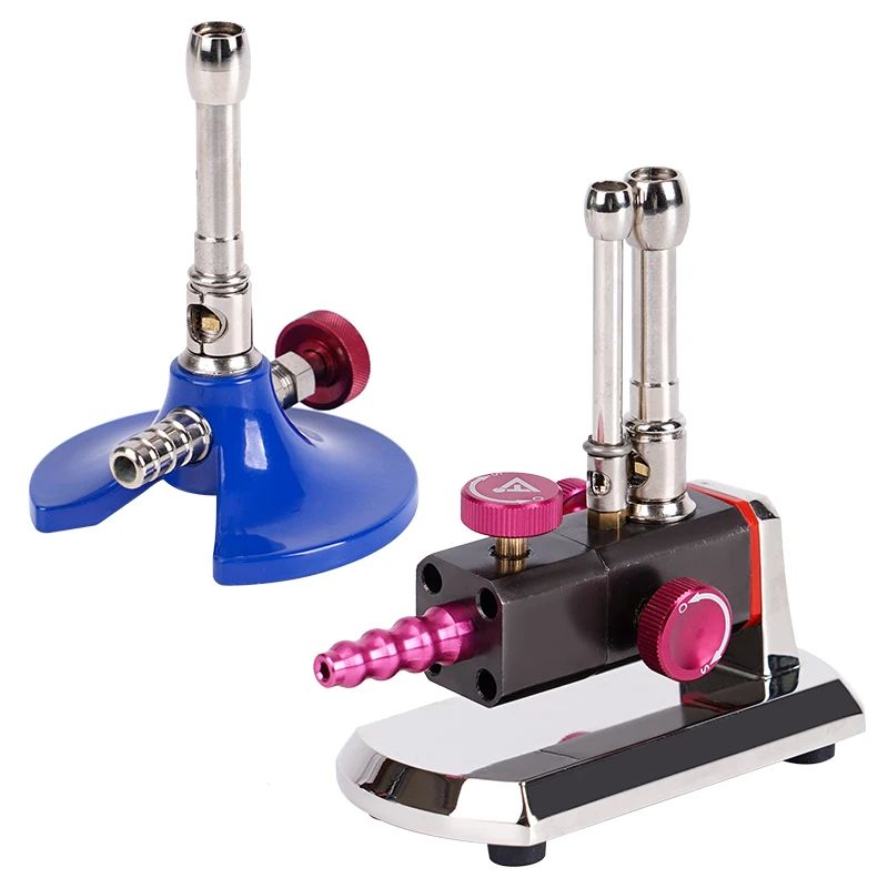Dental Lab Portable Natural Gas Light Mini Bunsen Brenner Dobbeltrør Roterbart Laboratorieoppvarmingsverktøy_voghion.com