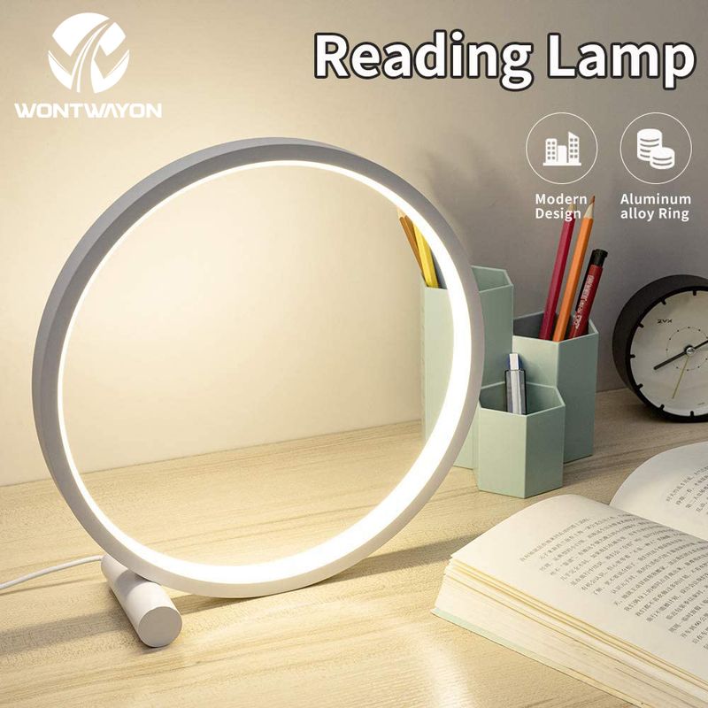LED Table Lamp Bedroom Bedside Lamp Round Acrylic Living Room Lamp Reading Lamp Black/white Touch Control Dimmable Night Light_voghion.com