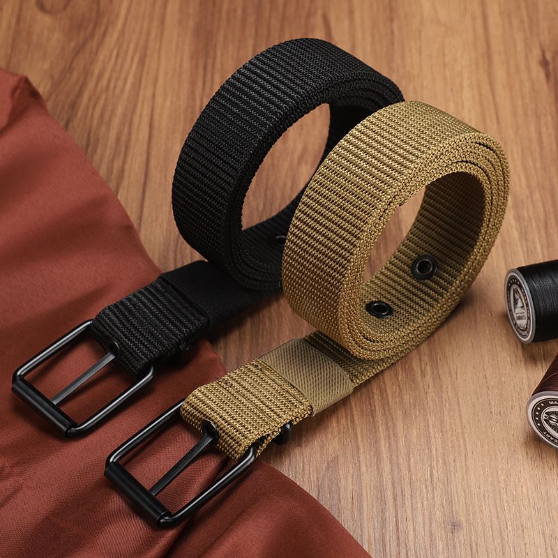 HOT Perforated canvas men's needle buckle student youth Korean version, versatile jeans belt, military training, extende_voghion.com