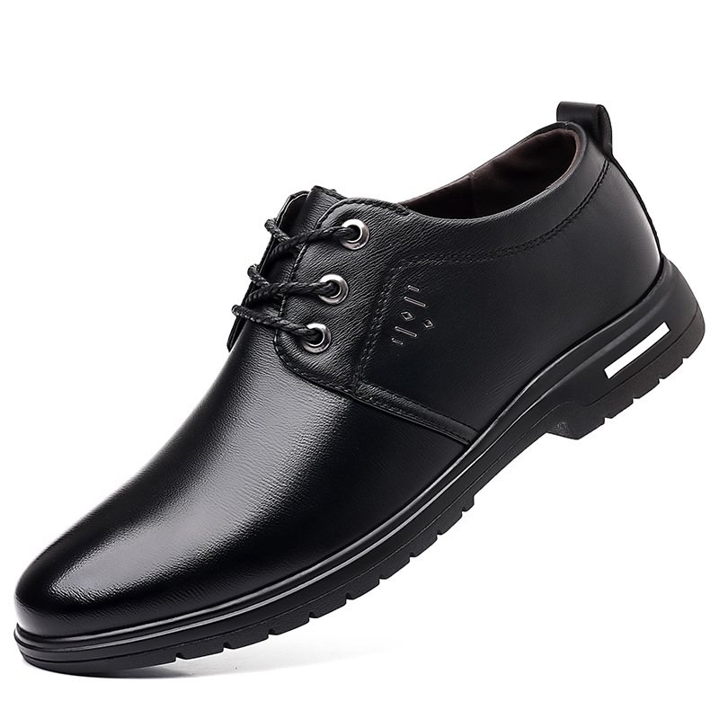 Buty robocze męskie Euro Step 2025 Wiosna Lato Biznes Casual Okrągły Nosek Miękka Skóra Sznurowane Oddychające Wygodne_voghion.com