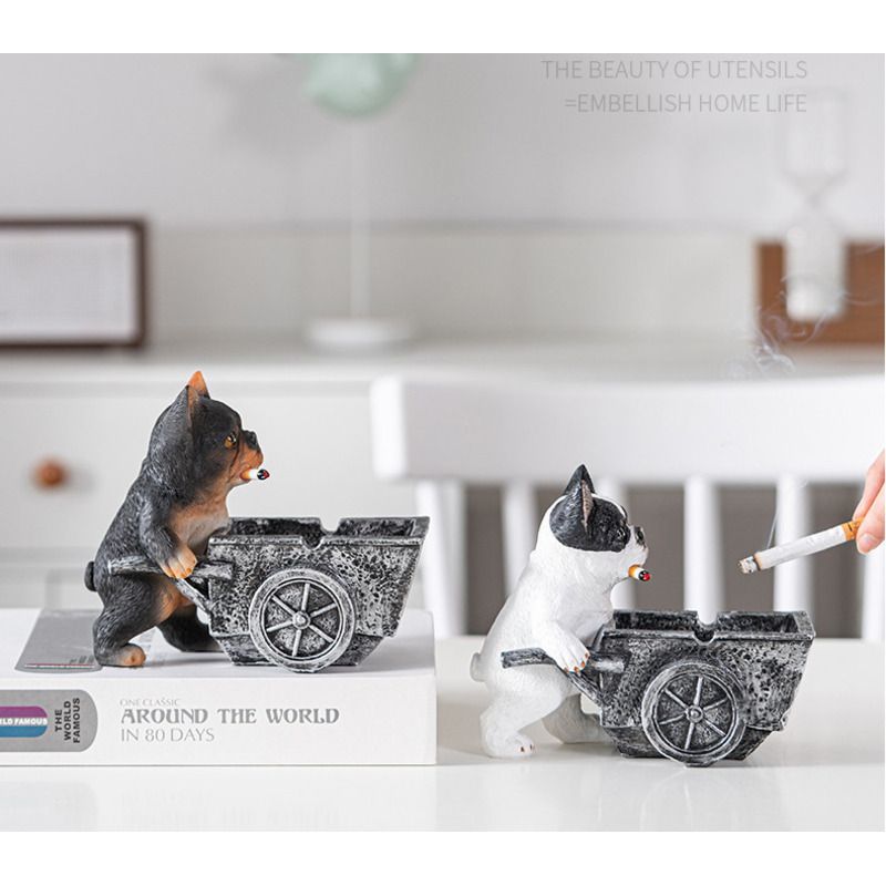 Ashtray Nordic Style Creative Personality Trendy Home Office High-end Bulldog Ornament_voghion.com