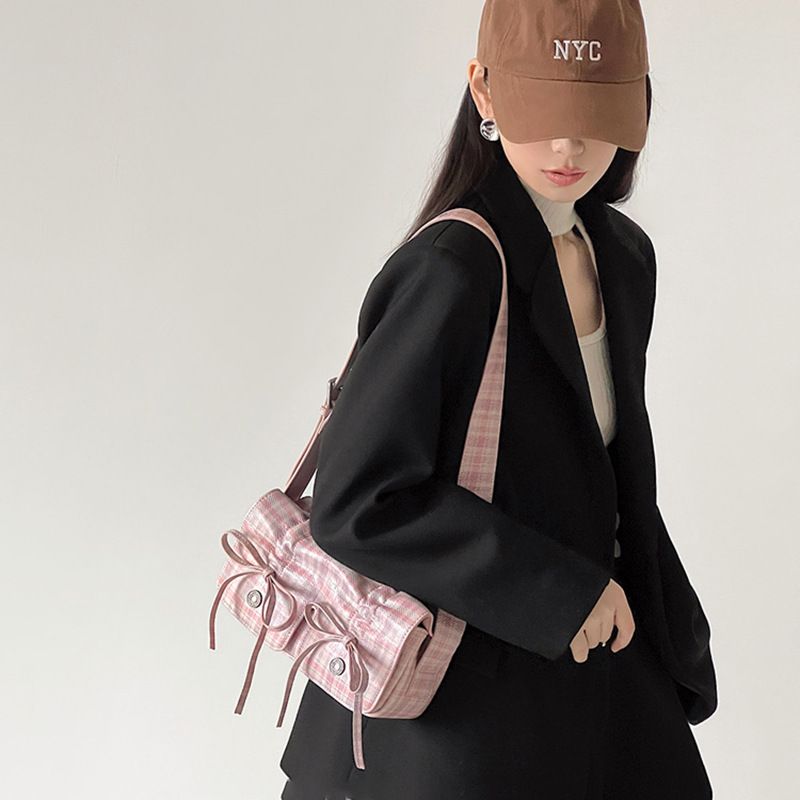 Women's 2025 Spring And Summer New Ballet Style Bow Folding Shoulder Crossbody Bag_voghion.com