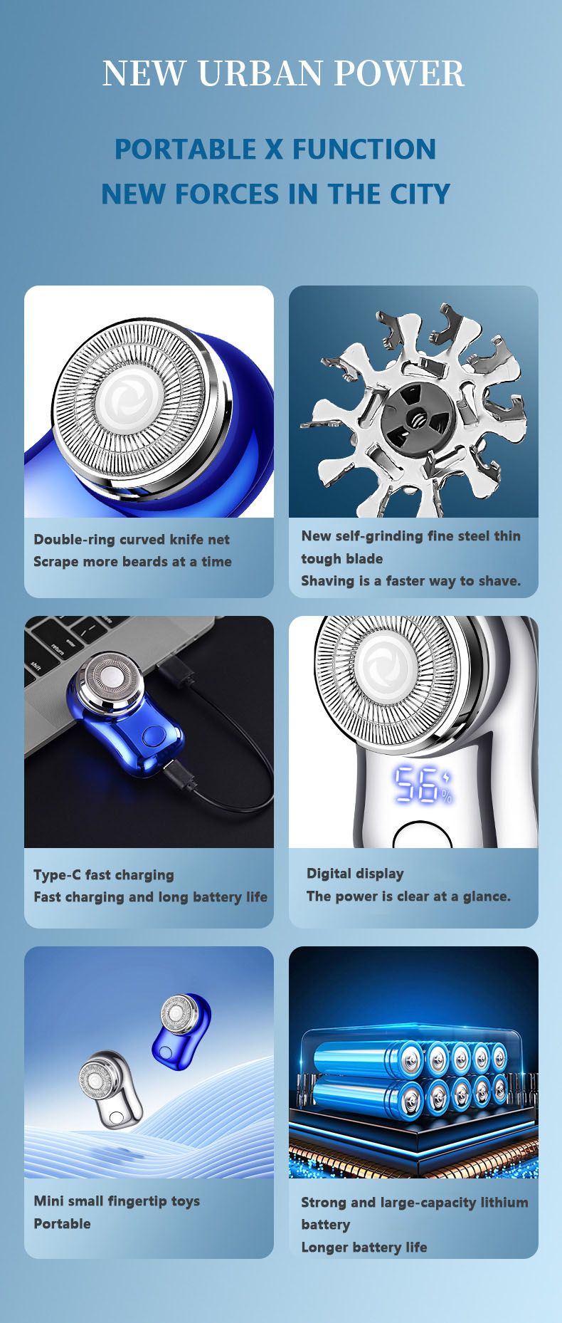 Mini Electric Shaver for Men Portable Beard Knife TYPE-C Charging Shavers Face Body Razor with Digital Power Display_voghion.com