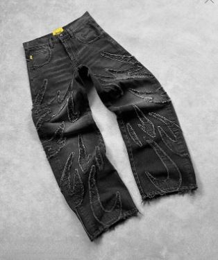 Herenkleding Harajuku Retro Vleermuispatroon Borduurwerk Losse Jeans Heren Straat Y2K Broek Slouchy Jeans_voghion.com