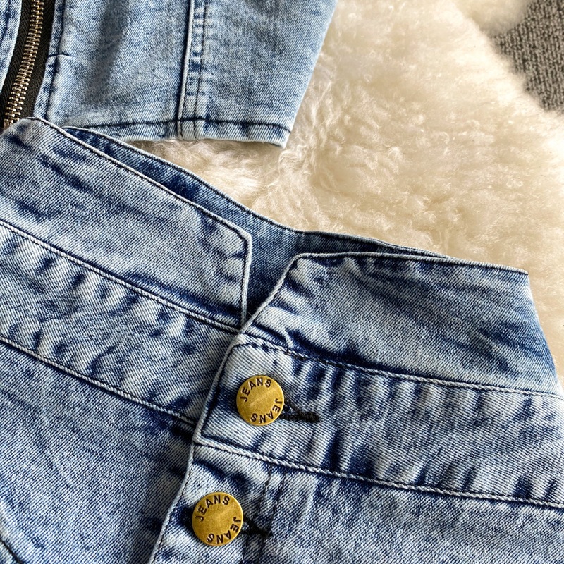 Haut à bretelles en denim rétro français, taille haute, jupe slim aux hanches, style occidental, ensemble deux pièces, nouvelle collection été_voghion.com