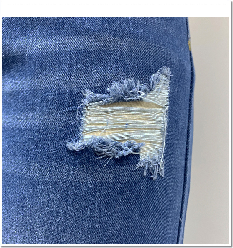 Women's Jeans Long High Waist Perforated Ragged Edge Hot Selling Comfortable Wide Leg Pants_voghion.com