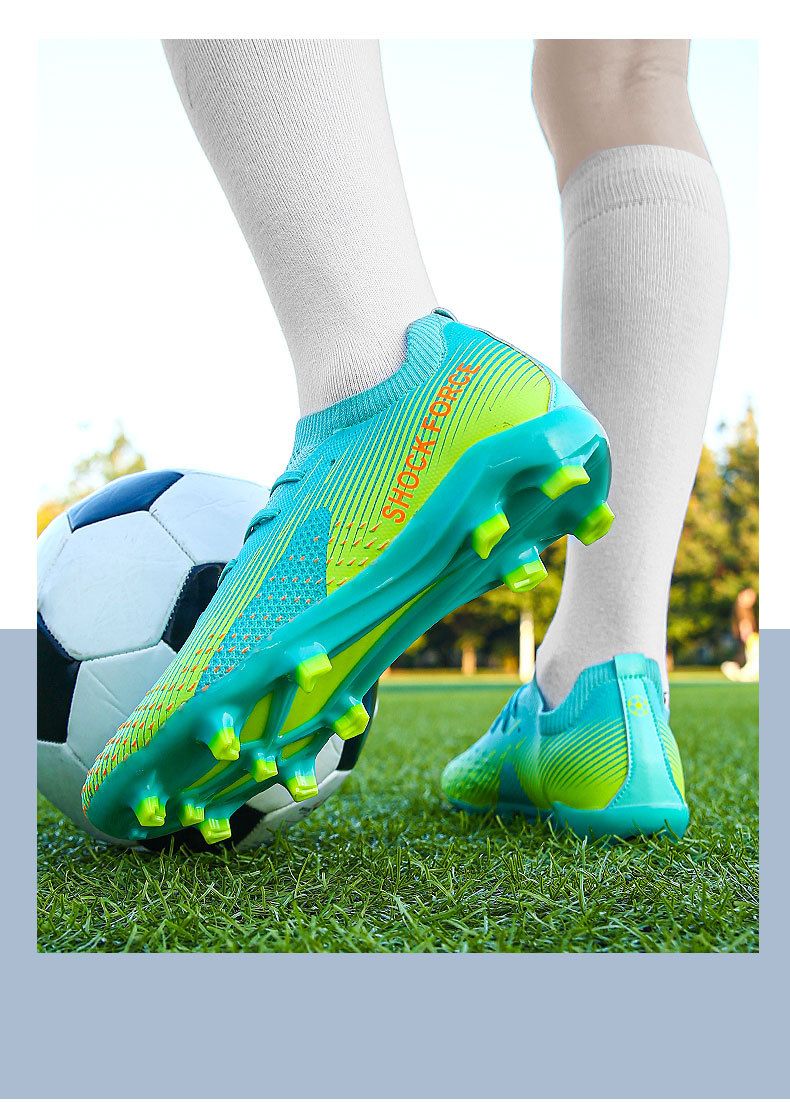 Zapatillas de fútbol para niños AG con tacos largos y cortos para estudiantes, de césped artificial para interiores, para competición y entrenamiento_voghion.com