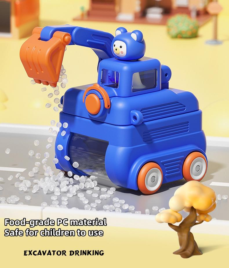 Fun Children's Toy Water Bottle, Creative Excavator Straw Cup, Toy Car Water Cup - Can Drink Water And Have Fun, Water Bottle For Children_voghion.com