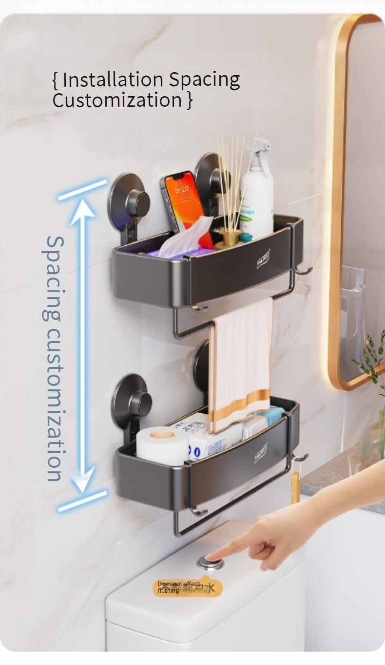 Badezimmerregal Punch Free Badezimmer WC Saugnapf Handtuch Hängende Toilette Duschraum Lagerregal_voghion.com