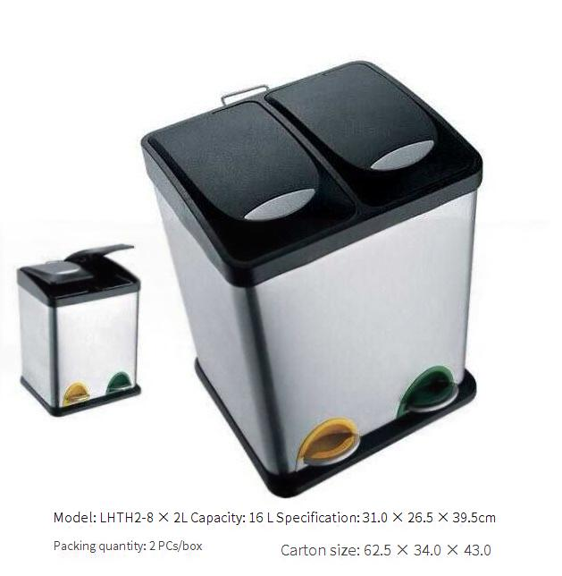 Step Trash Can – Dual Compartment Stainless Steel Waste Bin, Foot Pedal Operation, Heavy-Duty For Office/Kitchen (24L/40L, Single Lid Dual Sorting)_voghion.com