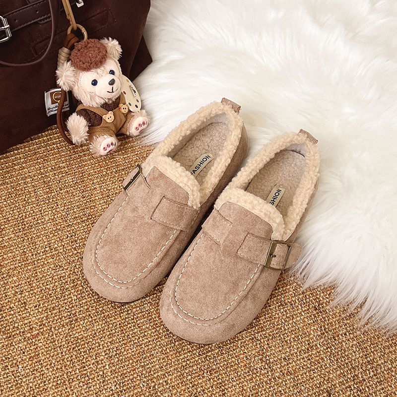 Neuer Herbst- und Winterstil 2025.1: Ein Paar Lammfell-Baumwollschuhe für Damen_voghion.com