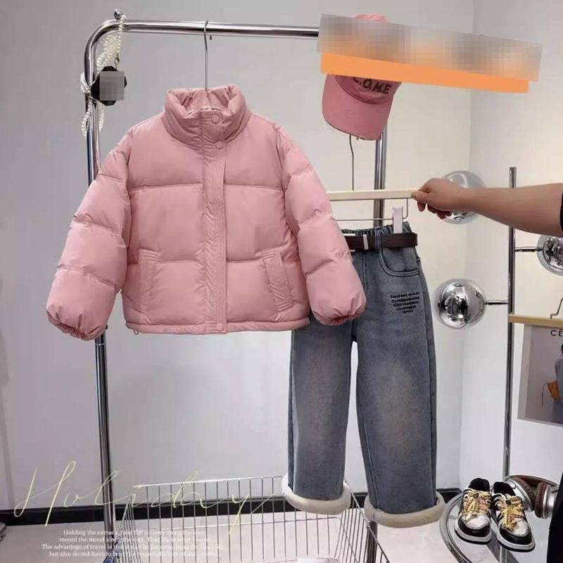 Premium-Wintermantel aus Lammfell mit Fleecefutter für Mädchen – Verdickte Pufferjacke mit hohem Kragen, Reißverschluss (Lila/Pink/Schwarz)_voghion.com