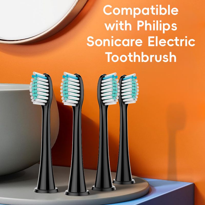 4 Pcs Replacement Toothbrush Heads Compatible With Philips Sonicare Electric Brush Head Refills For 1100 2100 4100 4300 5100 5300 6100 6500 7000 7300_voghion.com