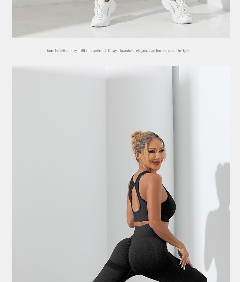 Osnovni 2-delni brezšivni visoko raztegljivi komplet za jogo in telovadnico s križnim hrbtom, pajkice s kontrolo trebuha in boki_voghion.com