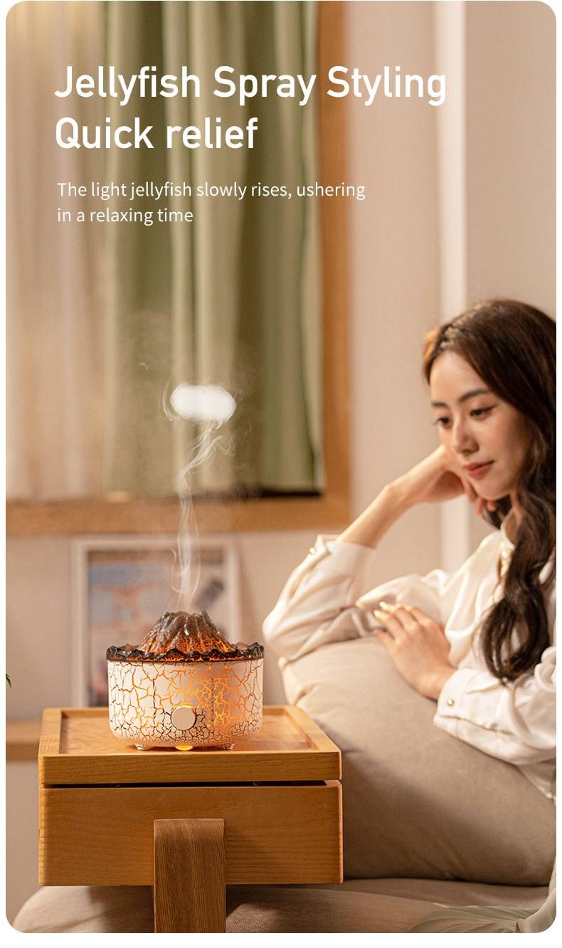 Flame & Jellyfish Aroma Diffuser – Ultrasonic Cool Mist Humidifier With 8H Timer, Sleep Aid & 36dB Quiet Operation For Bedroom/Office_voghion.com