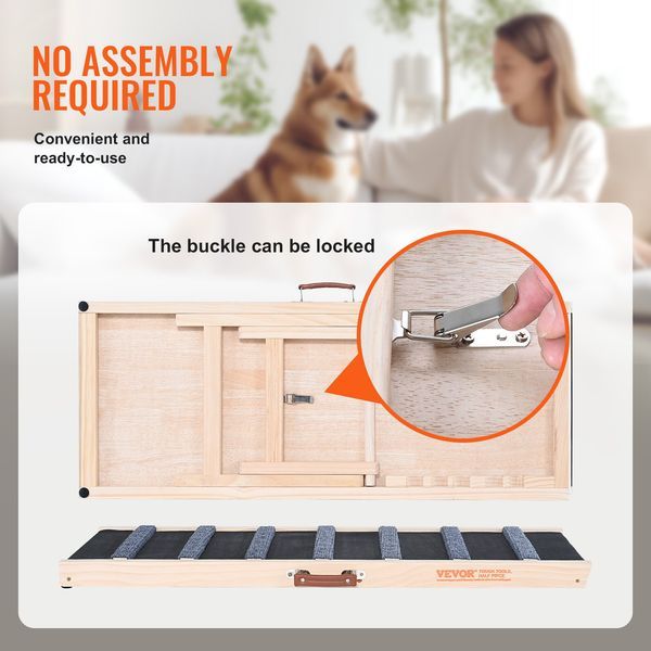 VEVOR Dog Ramp, Folding Pet Ramp For Bed, Adjustable Dog Ramp For Small, Large, Old Dogs & Cats, Wooden Pet Ramp With 39.3' Long Ramp, Adjustabl_voghion.com