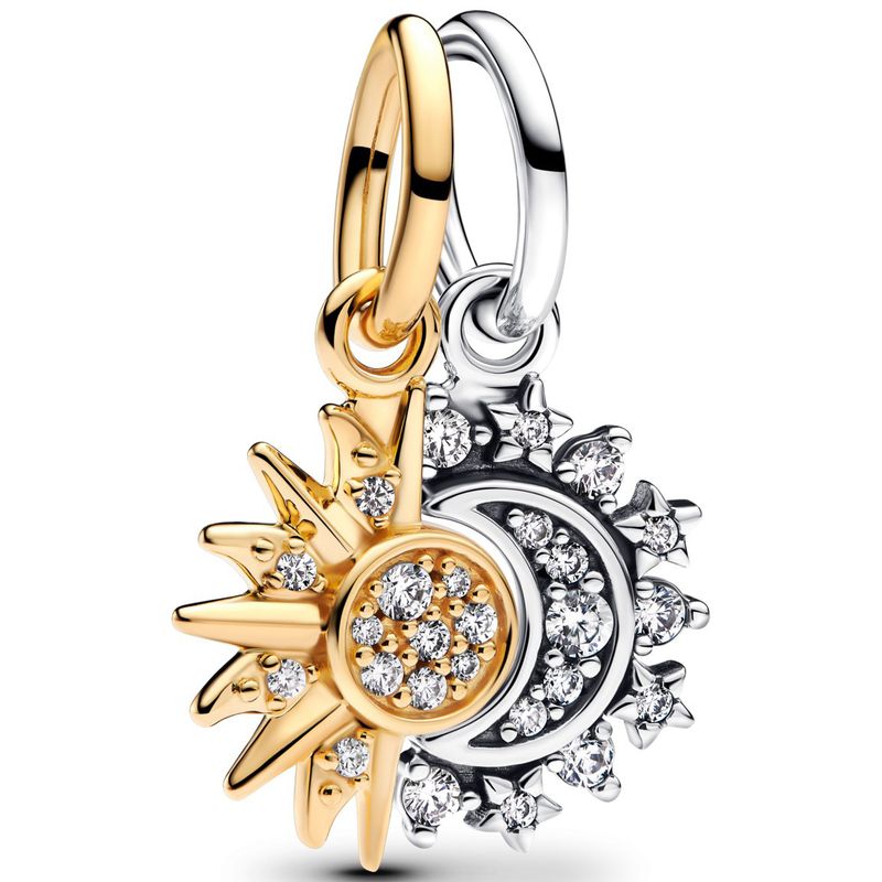 Pulseira faça você mesmo com pingente de estrela de oito pontas em formato de sol e lua banhado a cobre branco e prata_voghion.com