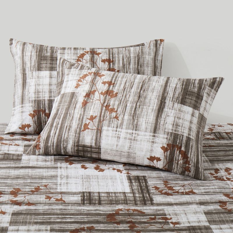 Housse de matelas bohème florale en grain de bois, drap-housse en polyester doux pour la peau, protège-matelas, drap-housse_voghion.com