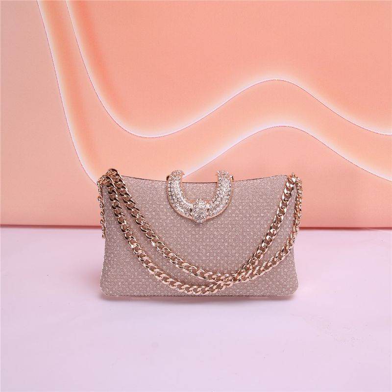 New Fine Glitter Double Chain Decoration Metal Pillow Shaped Handbag Party_voghion.com