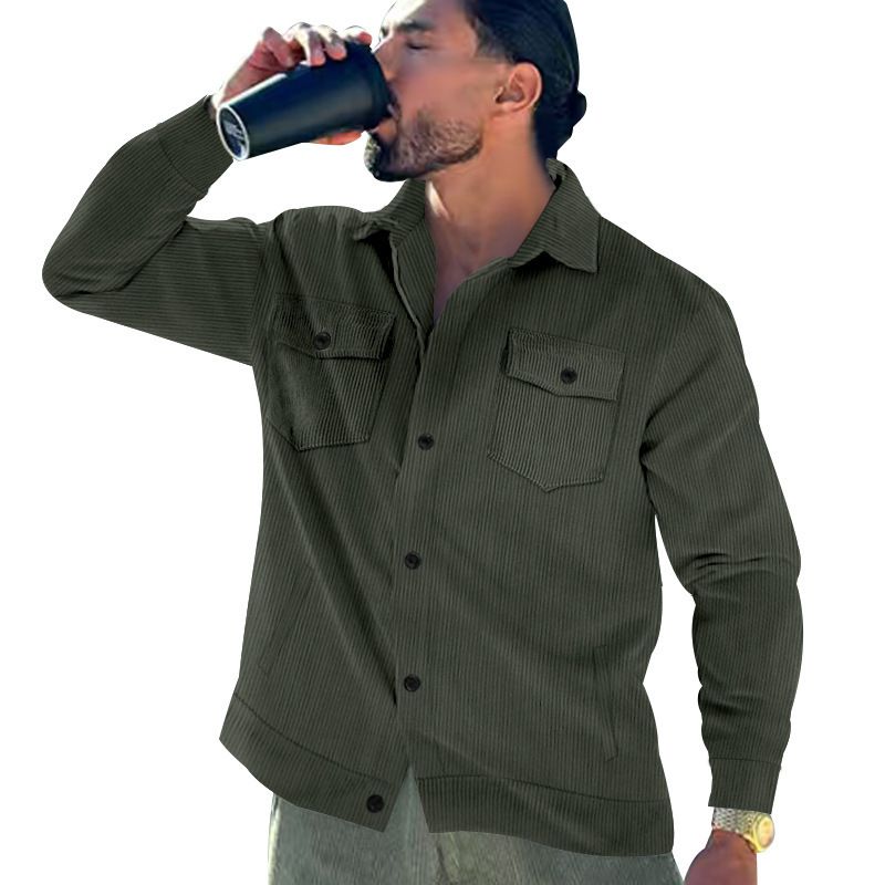 Men's Corduroy Jacket – Single-Breasted Notch Lapel, Breathable & Wrinkle-Resistant, Multi-Pocket Casual Blazer (S-XXXL, Autumn Essential)_voghion.com