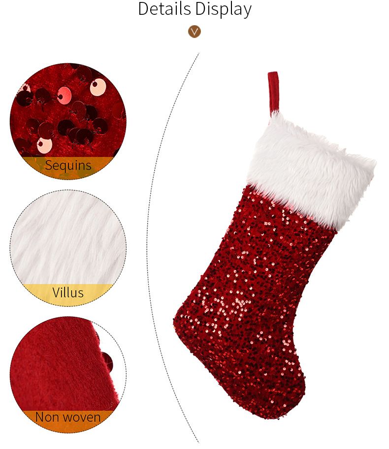 Home & Garden New Christmas Decoration Supplies Sequin Christmas Stocking High-end Plush Christmas Stocking Red Sequin Gift Stocking_voghion.com
