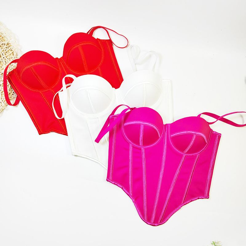 Europäeschen an amerikanesche Street Style onregelméissege Fëschgrat-BH Bannendran Uewerflächenträger weibleche Kierper verengt schéint Réck Tube Top_voghion.com