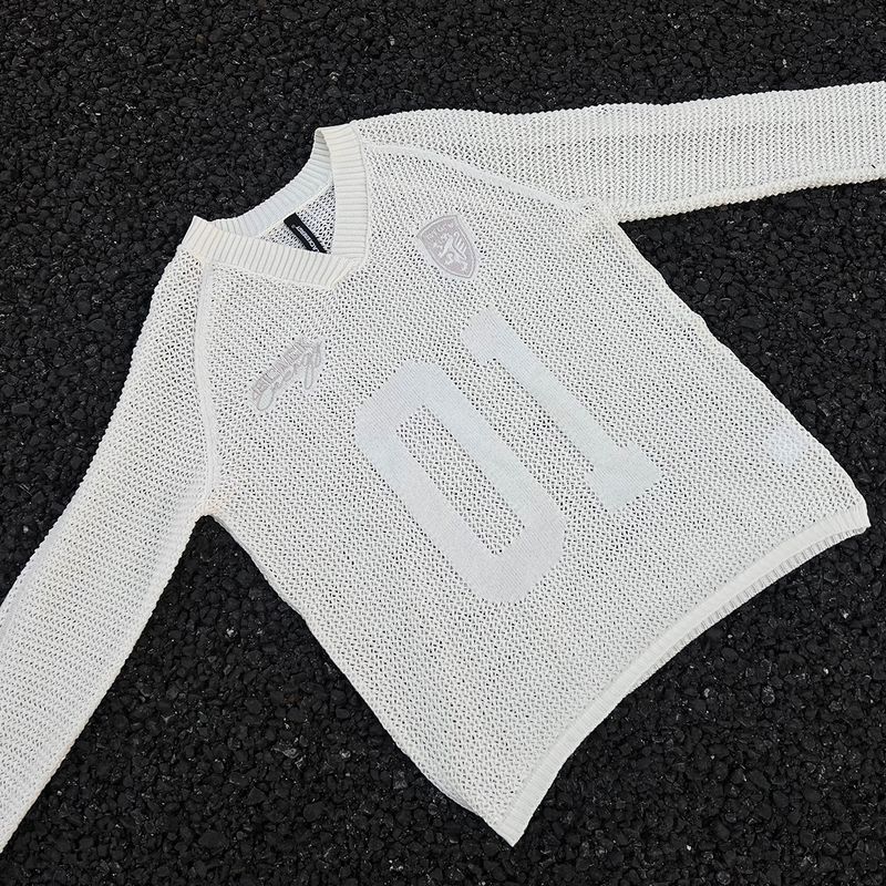 Maglione unisex con scollo a V semplice lavorato a maglia, in stile americano, con design cavo, modello Jiayiku, primavera 2025_voghion.com