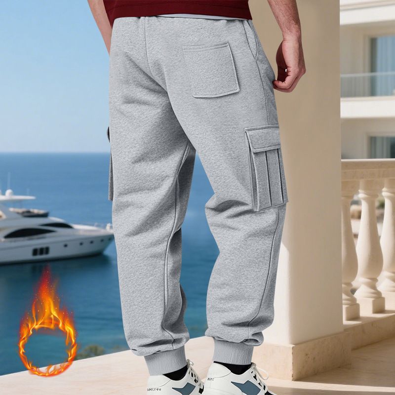 Pantaloni cargo da uomo foderati in pile - Jogger casual caldi invernali con tasche multiple, vestibilità ampia, vita elastica, comodi ed eleganti per l'uso quotidiano_voghion.com