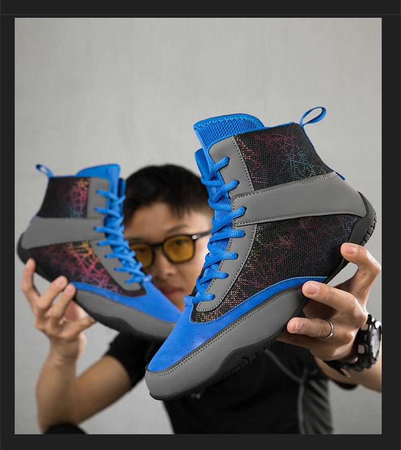 Zapatos de boxeo profesionales para hombres y mujeres, transpirables, de suela suave para interiores, para lucha libre, entrenamiento de combate y lucha libre._voghion.com