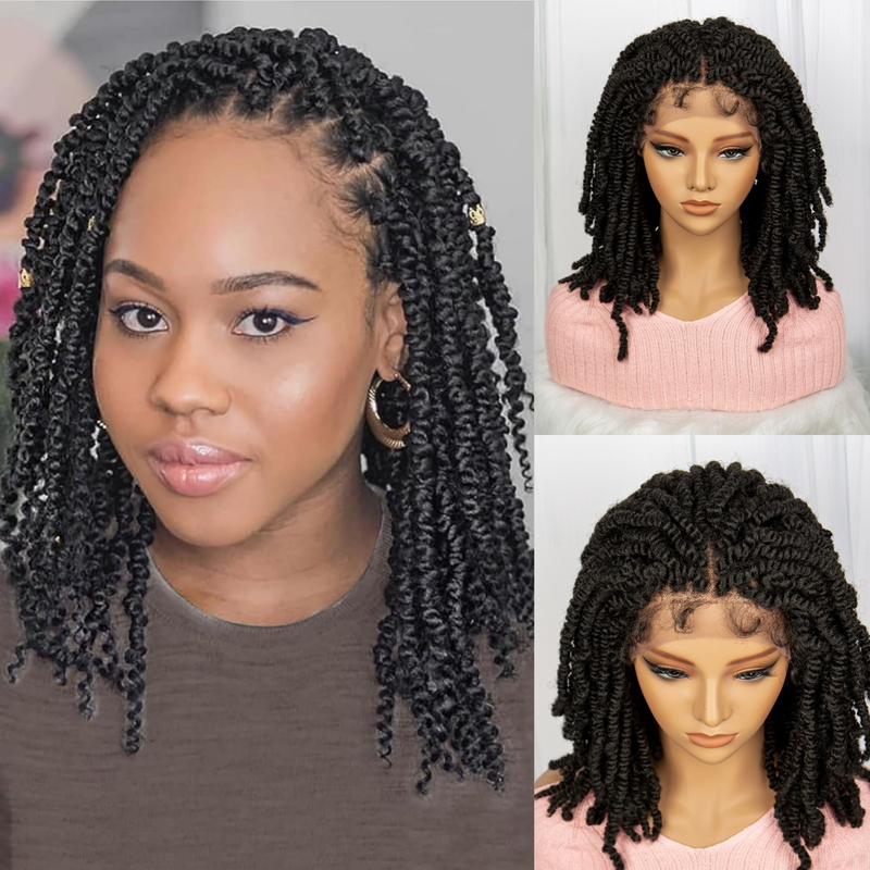 Fascia per parrucca intrecciata fatta a mano pesante africana in pizzo 13 * 4 con densità del 180%._voghion.com