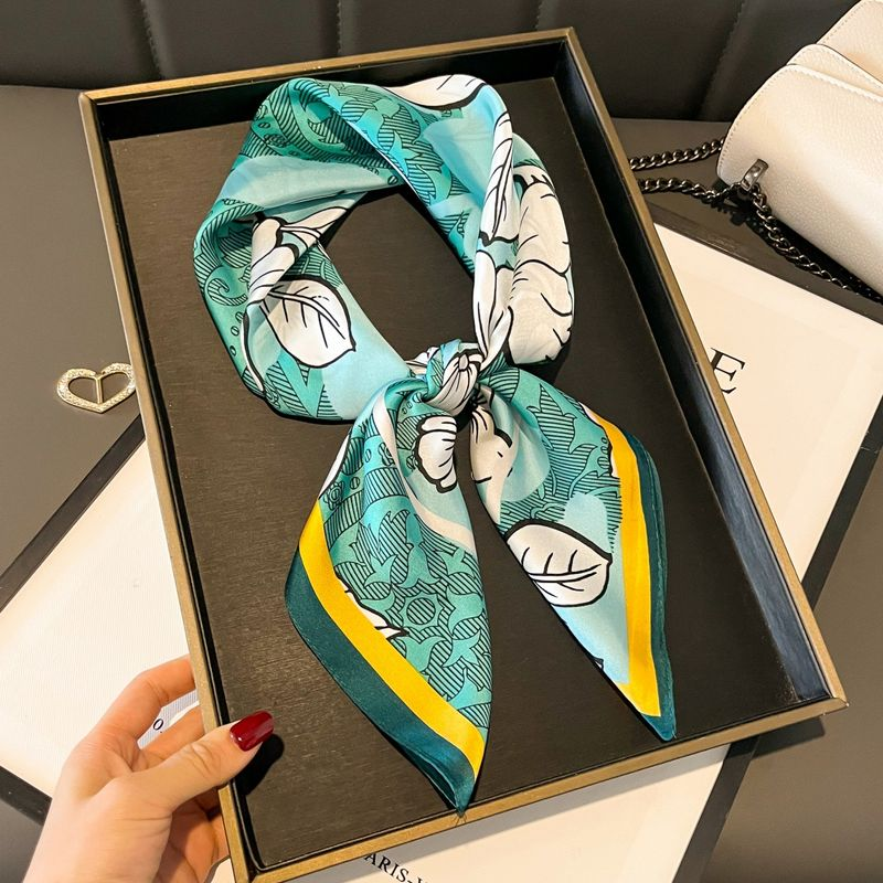 Neuer bedruckter 70-Seiden-High-End-Quadrat-Schal für Frühling und Sommer, dünner, vielseitiger Schal, gebundener Haarschal für Damen_voghion.com