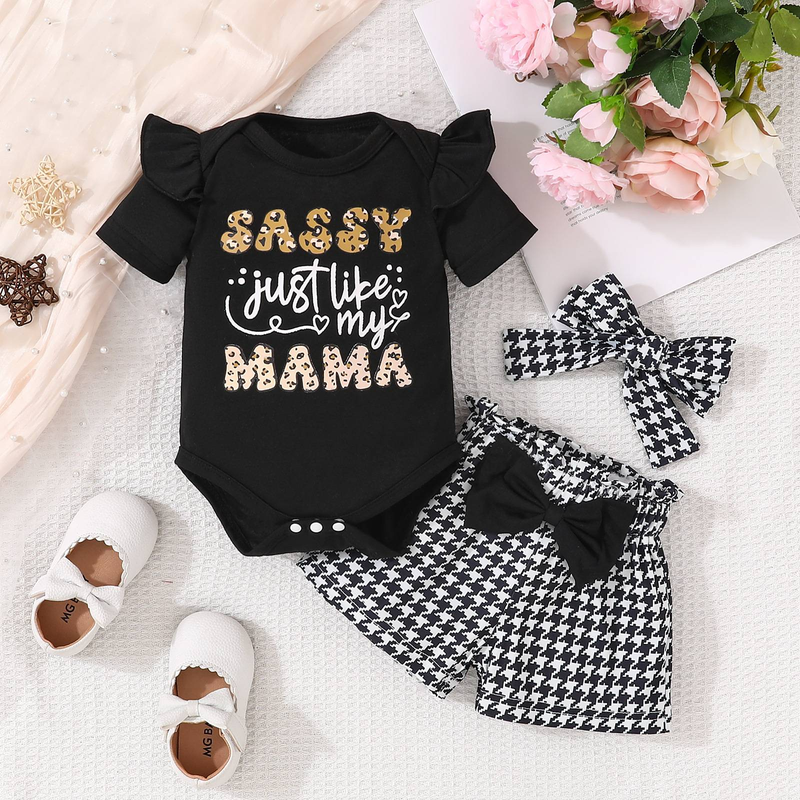 3 stk/sæt Babytøj Baby Sommer Kortærmede Shorts Suit Baby Pige Giraf Alfabet Trekant Rullebukser Zebra Print Shorts_voghion.com