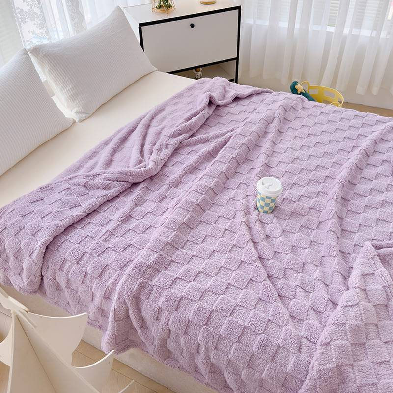 Taf Fleece Lamb Wool Blanket Ultra Soft Coral Fleece Throw For Dorm Sofa Nap Single-Size Cozy Blanket For Students Home Use_voghion.com