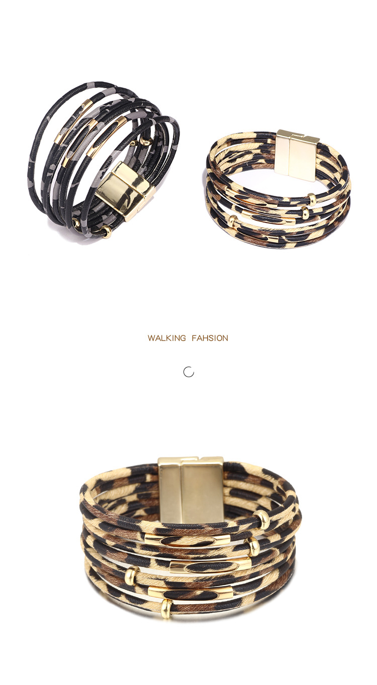 Women's Jewelry Leopard Print Bracelet Popular Multi Layer Magnetic Buckle Bracelet_voghion.com