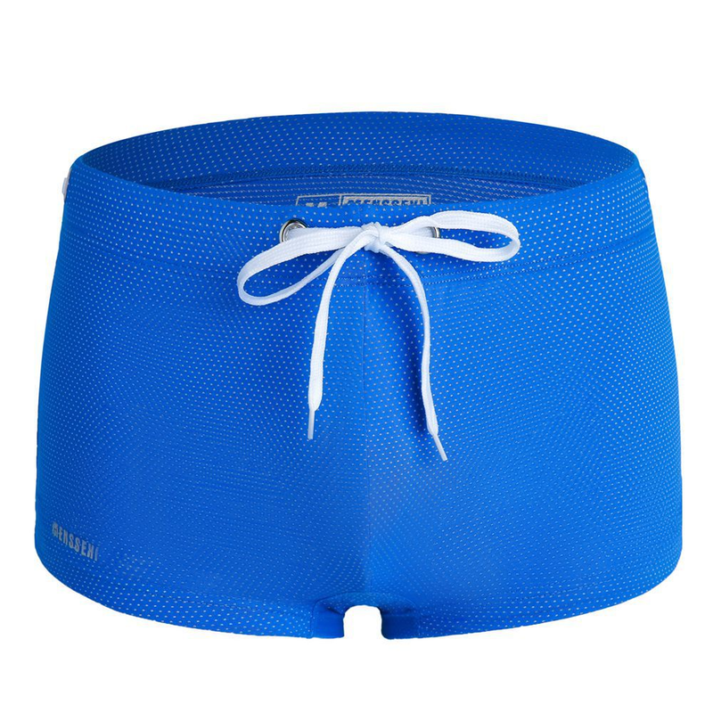 Men's Flat-angle Swimming Trunks, Low-waist Nylon Beach Trunks, Hot Spring Swimming Trunks, Lace-up, Summer_voghion.com