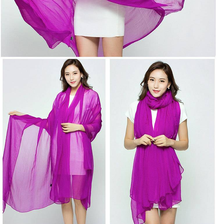 Sciarpa estiva oversize - Scialle da spiaggia in chiffon color puro con texture stropicciata, leggero ed elegante per le donne_voghion.com