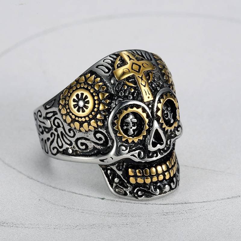 Herensieraden Mode Persoonlijkheid Punk Stijl Schedelring Persoonlijkheid Roestvrijstalen Sieraden Kruisring_voghion.com